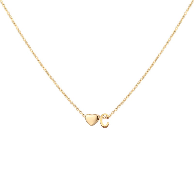 Glimmerst Initial Heart Necklace 18K Gold Plated Stainless Steel Tiny Heart Letter C Necklace Personalized Monogram Name Necklace for Women - Image 1
